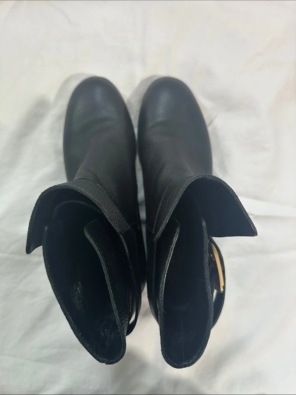 Tory Burch Brook Leather Ankle Boots with Gold Buckle Size 8.5